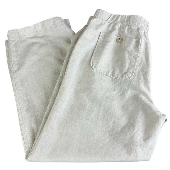 Liz Claiborne Pants Women Petite Sze PM Ivory Cream Wide Leg Cropped Linen Blend - Picture 4 of 11